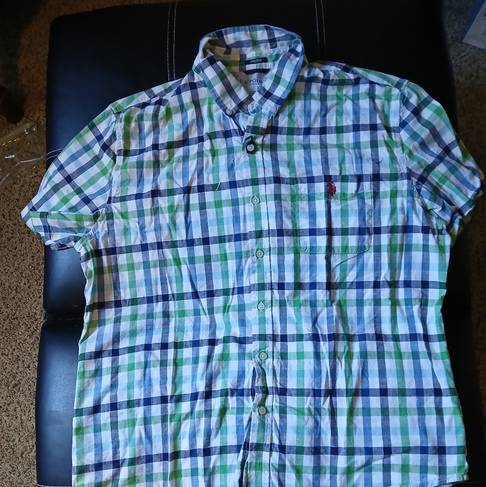 Polo by Ralph Lauren Blue and Green Casual Button Down Shirt